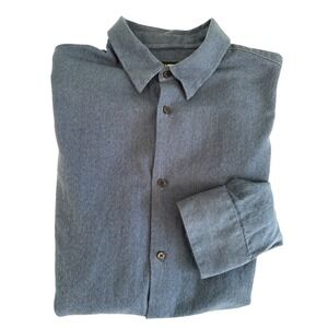 J Lindeberg Mens Blue Cotton Flannel 2Tone Button Down Shirt Long Sleeve Size M